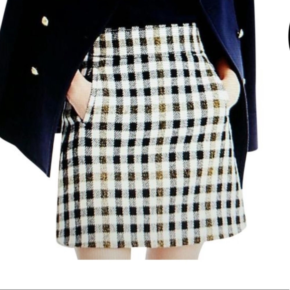 NWT J. Crew: Wool gingham mini skirt
